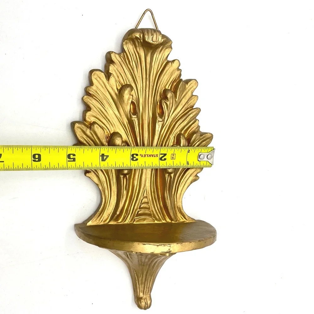 Vintage Style Gold Acanthus Leaf Wall Corbel Floating Shelf Ornate Gilded 9.5in